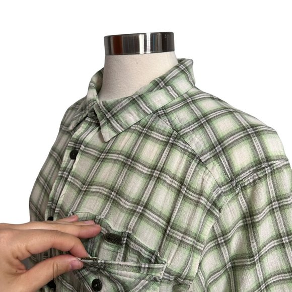 North Face Mens XL Green Plaid Check 100% Cotton Short Sleeve Button Up Shirt - Picture 5 of 11